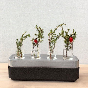 Stumpastaken Long coffret de l’Avent (avec 2 vases et 4 bougies) poli avec coupelle en liège noir