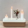 Stumpastaken Long blanc avec coupelle en liège naturel-Bougies et vases offerts !