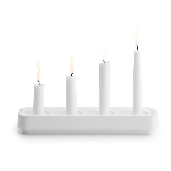 Stumpastaken Long blanc avec coupelle en liège noir - Bougies et vases offerts !