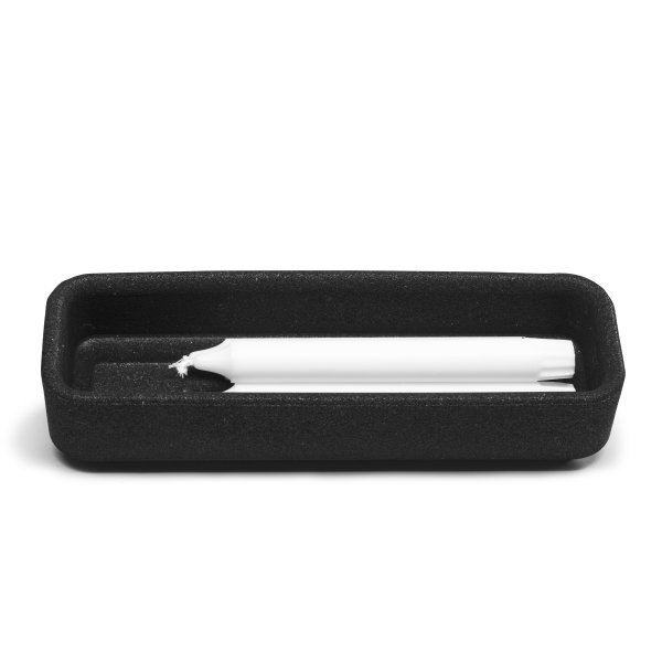 Stumpastaken Long blanc avec coupelle en liège noir - Bougies et vases offerts !