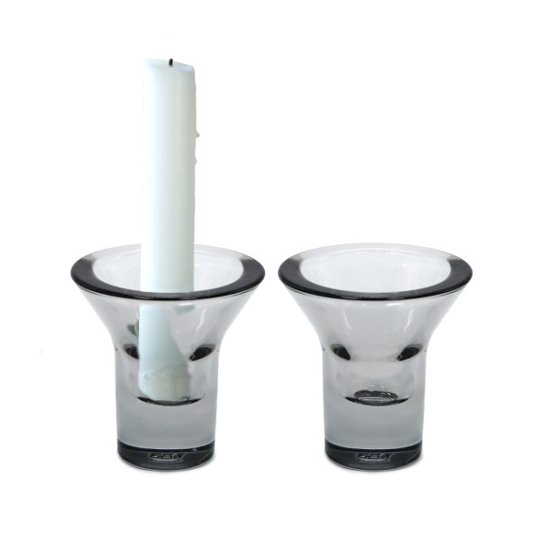 Candleholder in grey glass
