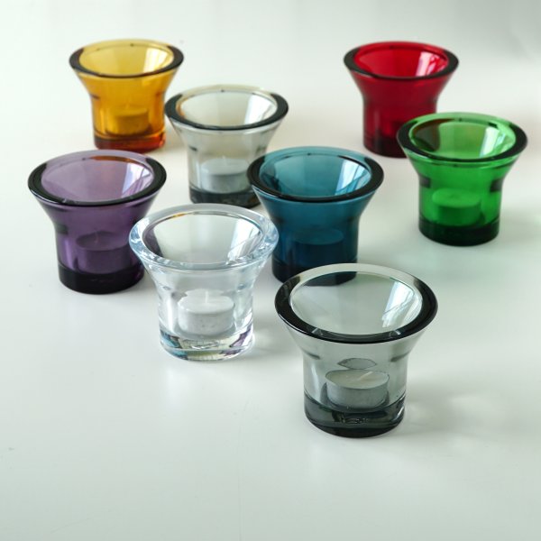 Beautiful colors to mix of candleholders in glass