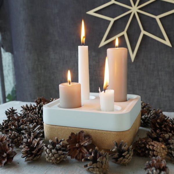 Kerzenhalter Stumpastaken Fyran mit Korkschale