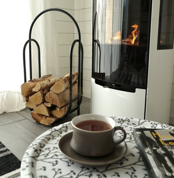 Combo set fireplace tools + log holder