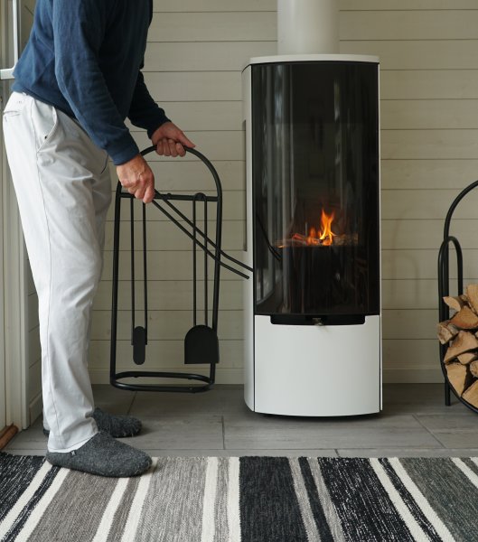 Combo set fireplace tools + log holder